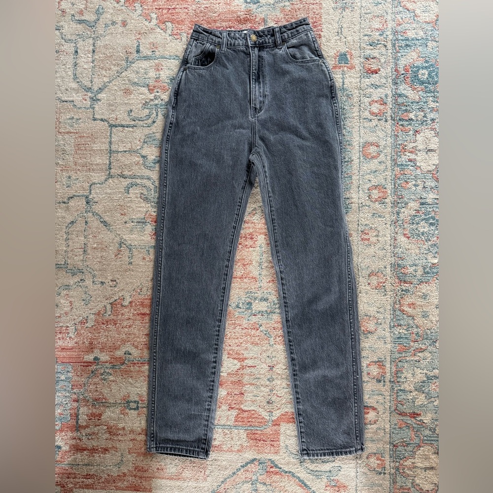ROLLAS Elle Super High Rise Relaxed Fit Jeans Straight Leg Black Size 24